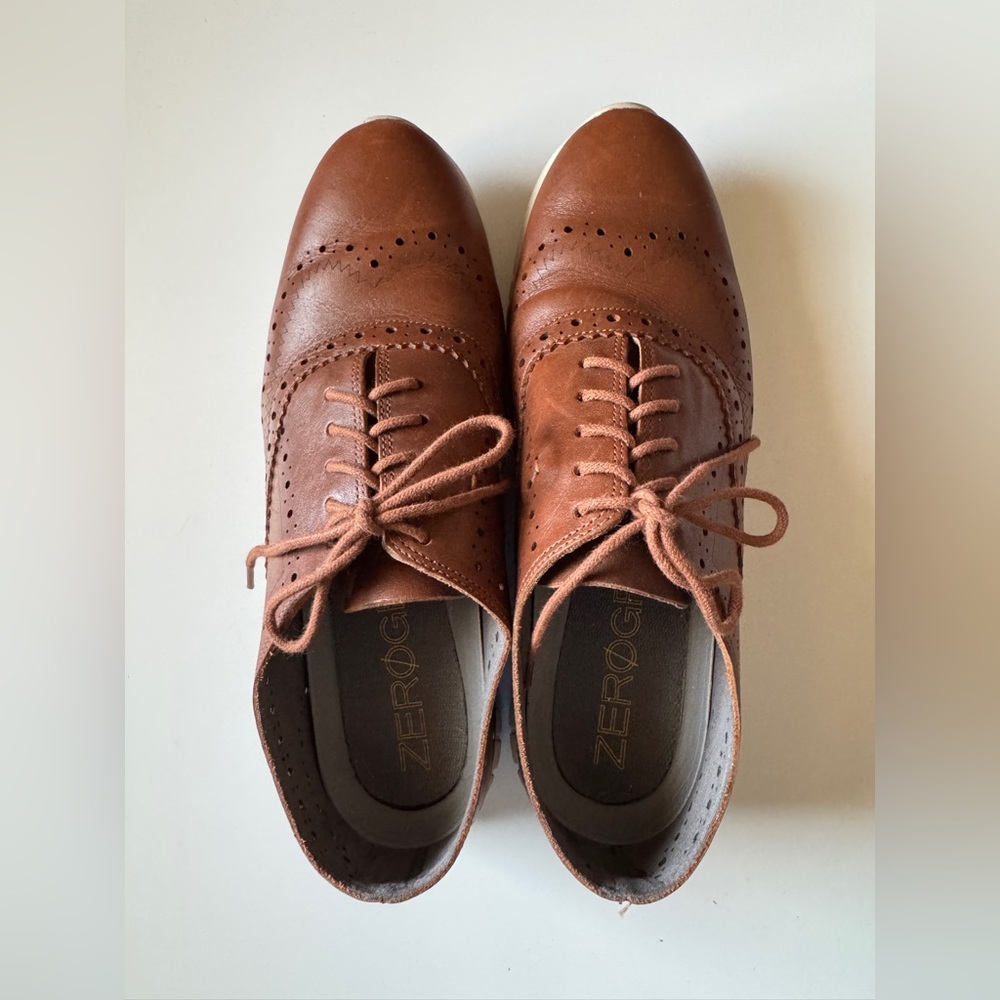 Cole Haan ZeroGrand Oxford Shoes Women 6.5B Brown Leather Brogue Comfort Sneaker